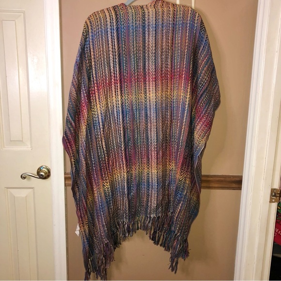 Soft Surroundings Cotton Rainbow Knit Fringe Shawl Cover Up Missy One Size‎ - Picture 2 of 6
